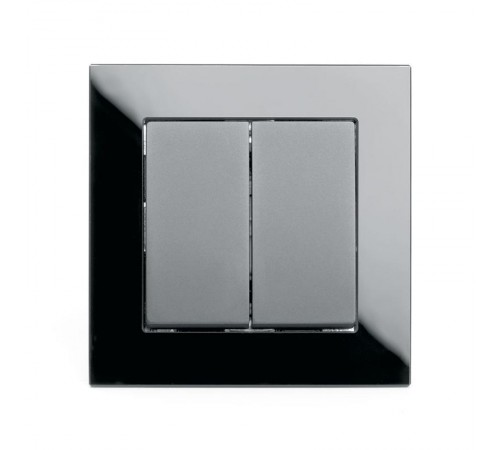 Выключатель электрический 2-клавишный 250В, 10А, серия Катрин, GLS10-7004-05, черный  39506  STEKKER