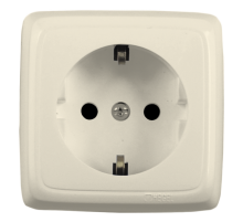 Розетка открытой установки, одноместная, с заземляющим контактом, цвет слоновая кость  РА16-111-01  HEGEL