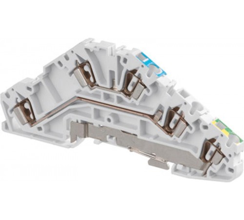 Клемма D2,5/5.NLP.L, 3-уровневая, маркировка уровней, серым, синим, желто-зеленым, пруж. 2.5мм.кв.  1SNA290324R0300  TE