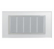 Simon 82 Рамка декоративная, (+суппорт), 8 узких (4 широких) модулей, S82C, Стекло, серебро-алюминий  82987-62  Simon