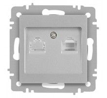 Розетка Intro Accent 6-303-03 информационная RJ45, IP20, СУ, алюминий  Б0063630  Intro