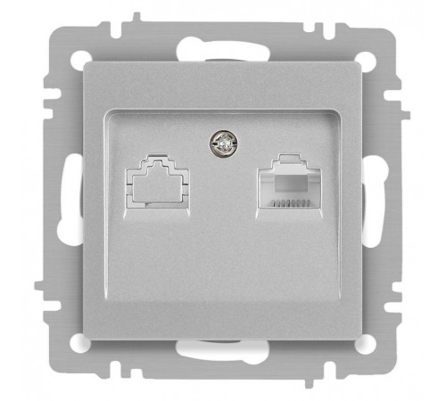 Розетка Intro Accent 6-303-03 информационная RJ45, IP20, СУ, алюминий  Б0063630  Intro