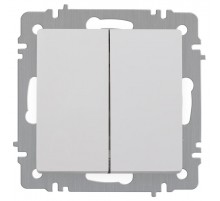 Выключатель Intro Accent 6-104-01 двойной, 10А-250В, IP20, СУ, AL/CU, белый   Б0063452  Intro