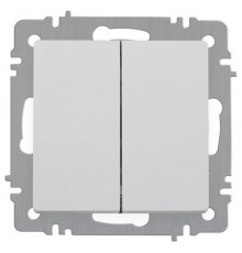 Выключатель Intro Accent 6-104-01 двойной, 10А-250В, IP20, СУ, AL/CU, белый   Б0063452  Intro