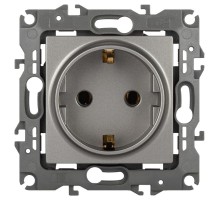 Розетка ЭРА Серия 12 12-2101-16 с заземлением, 16А-250В, титан   Б0065662  ЭРА