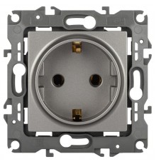 Розетка ЭРА Серия 12 12-2101-16 с заземлением, 16А-250В, титан   Б0065662  ЭРА