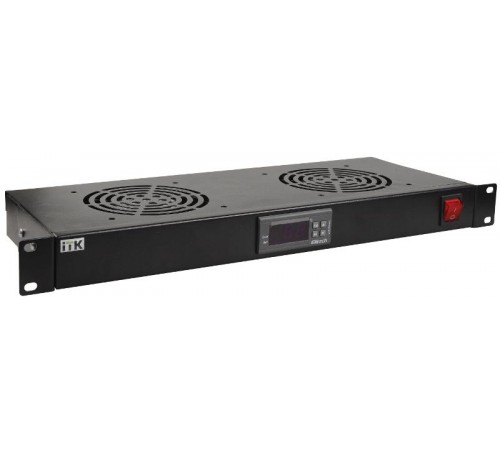 Модуль 19 вентиляторный 1U 2 вентилятора с цифровым термостатом черный  FM05-1U2TS  ITK