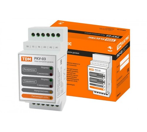 Реле контроля уровня серии РКУ-03-1нас/2рез/4ур/6датч-230/400В-DIN (без датчиков)  SQ1507-0004  TDM