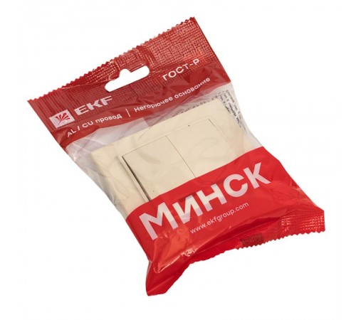Выключатель 2-кл. СП, Минск, с индикатором 10А, бежевый EKFERV10-123-20EKF