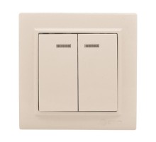 Выключатель 2-кл. СП, Минск, с индикатором 10А, бежевый EKFERV10-123-20EKF