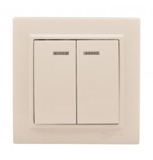 Выключатель 2-кл. СП, Минск, с индикатором 10А, бежевый EKFERV10-123-20EKF