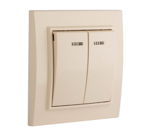 Выключатель 2-кл. СП, Минск, с индикатором 10А, бежевый EKFERV10-123-20EKF