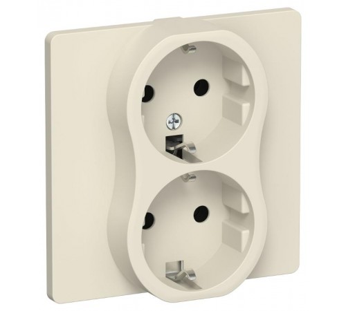 FLITE Розетка 2-ая с заземлением без шторок 16А РС12-0-К-ФлСл сливочный  FI-R21C-16-K86  IEK