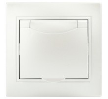 Розетка Intro Plano 1-203-06 с заземлением 2P+E Schuko с крышкой, 16А-250В, IP20, СУ, перламутр  Б0053898  Intro