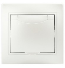 Розетка Intro Plano 1-203-06 с заземлением 2P+E Schuko с крышкой, 16А-250В, IP20, СУ, перламутр  Б0053898  Intro