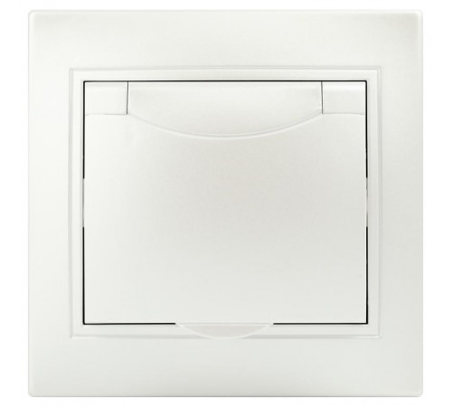 Розетка Intro Plano 1-203-06 с заземлением 2P+E Schuko с крышкой, 16А-250В, IP20, СУ, перламутр  Б0053898  Intro