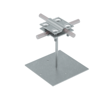 Приклееваемый держатель с крестообразным соединителем для прутка  5-12 мм и полосы до 20 мм H90 мм  PDX-H90-D5-12-B20  КМ-профиль