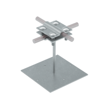 Приклееваемый держатель с крестообразным соединителем для прутка  5-12 мм и полосы до 20 мм H150 мм CU  PDX-H150-D5-12-B20 CU  КМ-профиль