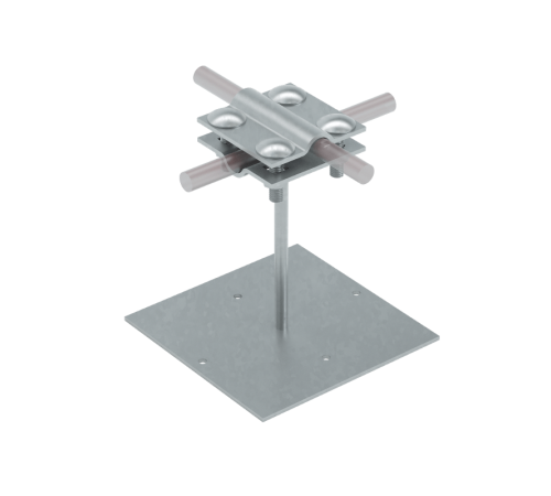 Приклееваемый держатель с крестообразным соединителем для прутка  5-12 мм и полосы до 20 мм H90 мм  PDX-H90-D5-12-B20  КМ-профиль