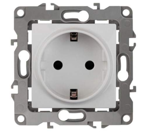 Розетка 12-2102-01 с заземлением со шторками, 16АХ-250В,  белый  Б0014687  ЭРА