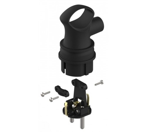 Вилка каучуковая c заземлением 16А IP44 с кольцом угловая черная VX12-B-IP44   Б0069323  ЭРА