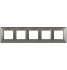 Рамка для розеток и выключателей Elegance 14-5005-16 на 5 постов, титан  Б0065821  ЭРА