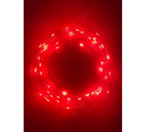 Гирлянда светодиодная  Нить 5 м красный свет,  на эл.пит.АА   ENIN -5NR   IP20 (100/2500)  Б0047963  ЭРА
