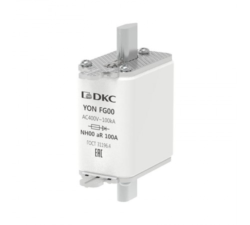 Предохранитель YON ножевого типа FG00 100А 400V характеристика aR  1FG00-0100-400V-AR  DKC