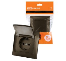 Розетка 2П+З 16А 250В IP44 с защ. шт. с крышкой бронза "Лама"  SQ1815-0714  TDM