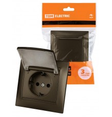 Розетка 2П+З 16А 250В IP44 с защ. шт. с крышкой бронза "Лама"  SQ1815-0714  TDM