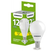 Лампа светодиодная G45 шар 12Вт 230В 3000К E14   LL-G45-12-230-30-E14-G  GENERICA