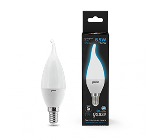Лампа светодиодная Свеча на ветру 6.5W 550lm 6500K E14 LED 1/10/50  104101307  Gauss