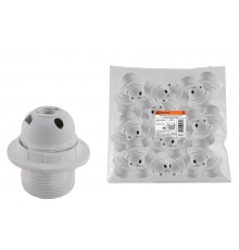 Патрон с кольцом термостойкий пластик Е27 белый, Б/Н  SQ0335-0031  TDM