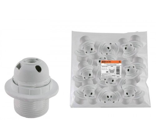 Патрон с кольцом термостойкий пластик Е27 белый, Б/Н  SQ0335-0031  TDM