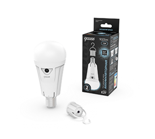 Лампа светодиодная A80 12W 900lm 4100K Е27 авар. с Li-Ion аккумулятором  102002212  Gauss