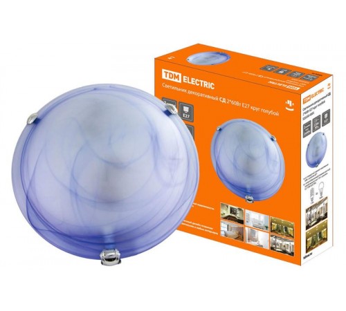 Светильник декоративный СД 2х60Вт ЛН/КЛЛ Е27 круг голубой (в индивид. коробке)  SQ0358-0005'  TDM