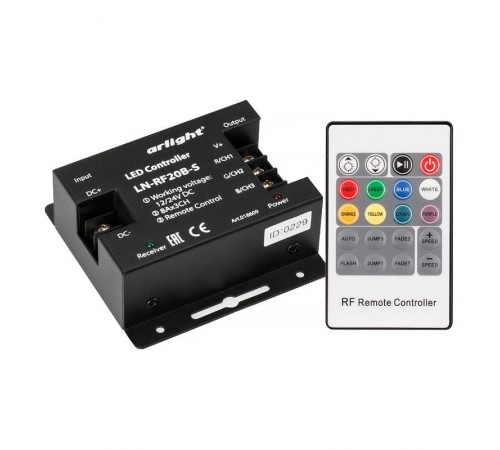 Контроллер LN-RF20B-S (12-24V, 288-576W, ПДУ 20кн)  018609  Arlight