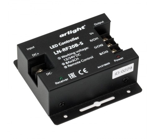 Контроллер LN-RF20B-S (12-24V, 288-576W, ПДУ 20кн)  018609  Arlight