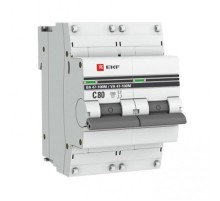 Выключатель автоматический двухполюсный 2P 80А (C) 10kA ВА 47-100M с электромагнитным расцепителем PROxima  mcb47100m-2-80C-pro  EKF