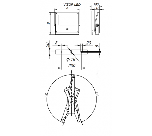 Светильник светодиодный архитектурный  VIZOR LED 30W D15x40 827 RAL7022  1717000170  Световые Технологии