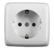 Розетка открытой установки, одноместная, с заземляющим контактом, цвет белый  РА16-111  HEGEL