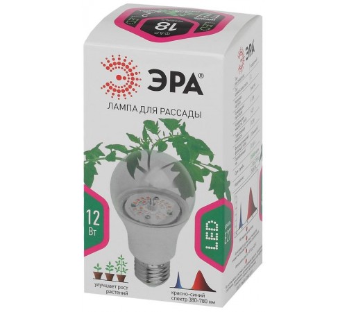 Лампа светодиодная фито для растений 12Вт E27 красно-синий спектр FITO-12W-RB-E27-K  Б0039070  ЭРА