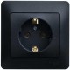 Glossa Антрацит Розетка с заземлением, 16А (в сборе)  GSL000742  SE