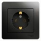 Glossa Антрацит Розетка с заземлением, 16А (в сборе)  GSL000742  SE