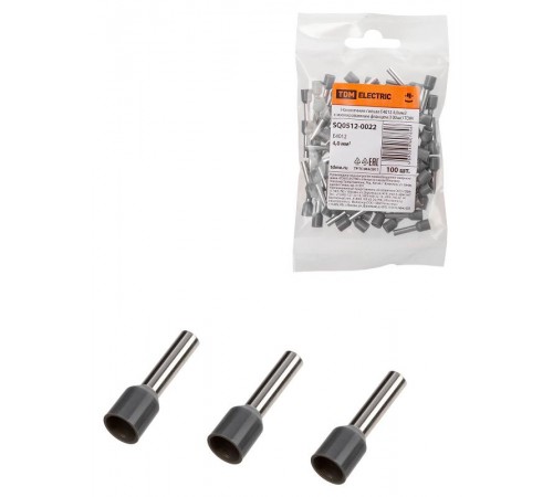 Наконечник-гильза Е4012 4,0мм2 с изолированным фланцем (100шт)  SQ0512-0022  TDM