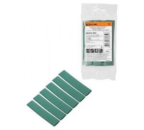 Набор трубок термоусаживаемых, не поддерживающих горение, клеевых, длиной 10 см ТТкНГ(3:1) "Моноцвет, зелёный 12,7/4,3 "  SQ0548-2608  TDM