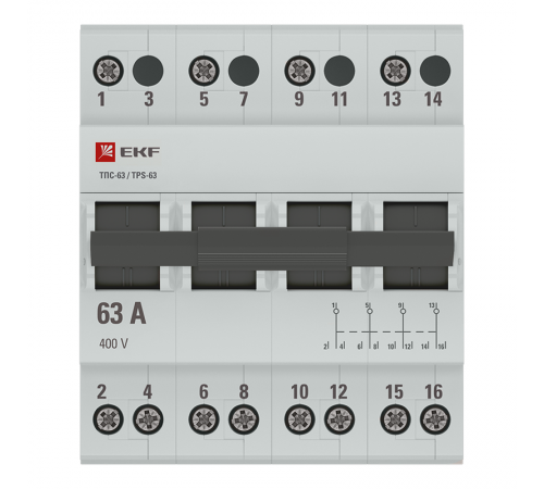 Трехпозиционный переключатель ТПС-63 4P 63А  TPS463  EKF