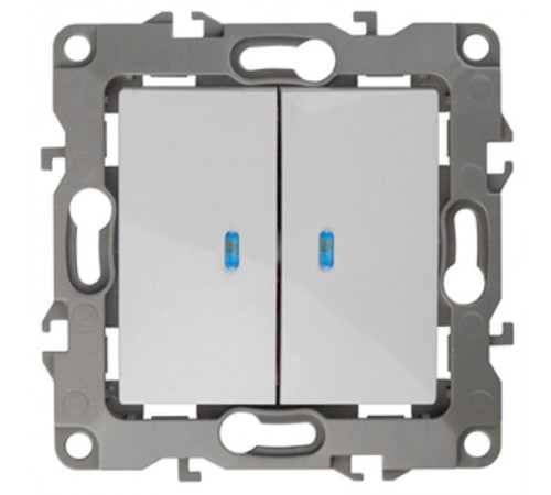 Выключатель двойной с подсветкой 12-1105-01 , 10АХ-250В,  белый  Б0014657  ЭРА