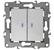 Выключатель двойной с подсветкой 12-1105-01 , 10АХ-250В,  белый  Б0014657  ЭРА