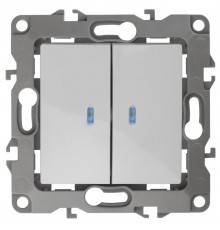 Выключатель двойной с подсветкой 12-1105-01 , 10АХ-250В,  белый  Б0014657  ЭРА